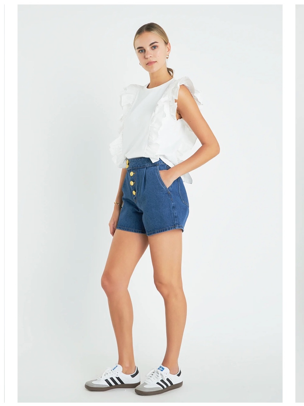 English Factory White POPLIN RUFFLE DETAIL SLEEVELESS size S - Picture 3 of 4